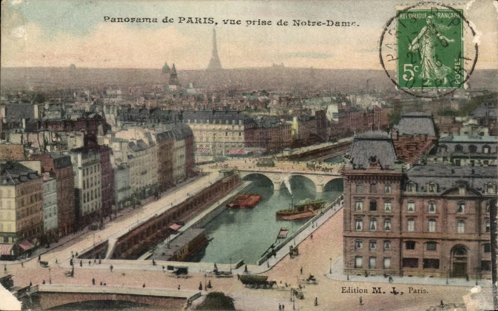 Panorama de PARIS, vista tirada da Notre-Dame — Edição M. J., Paris. - Frente