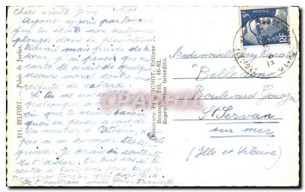 Palácio de Justiça — Belfort — editor Pééqui - Verso
