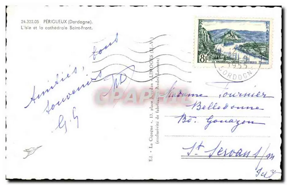 Périgueux — A ilha e a catedral Saint-Front — La Cigogne - Verso