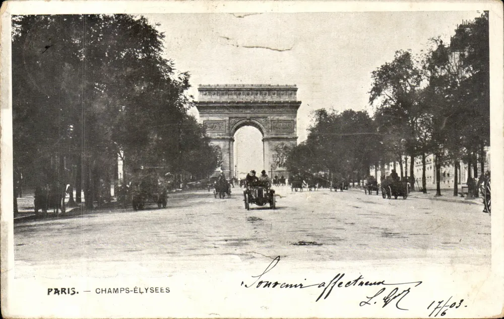 Paris — Champs-Élysées — Arco do Triunfo — editor L. M. n° 176 - Frente