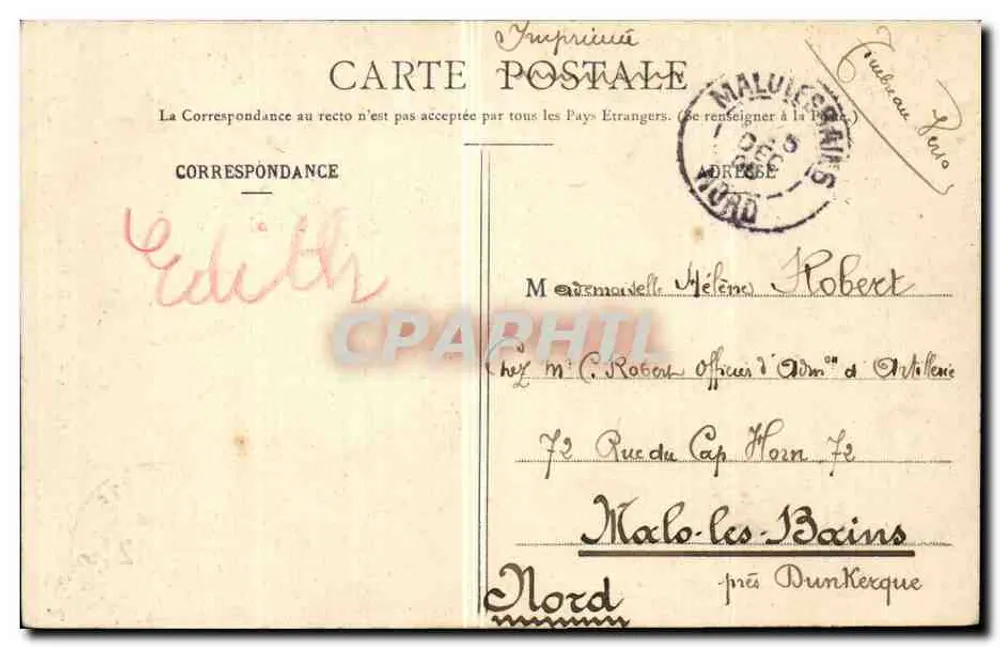 Paris - A Porta Saint-Denis — A. Taride, Paris, número de série não visível - Verso