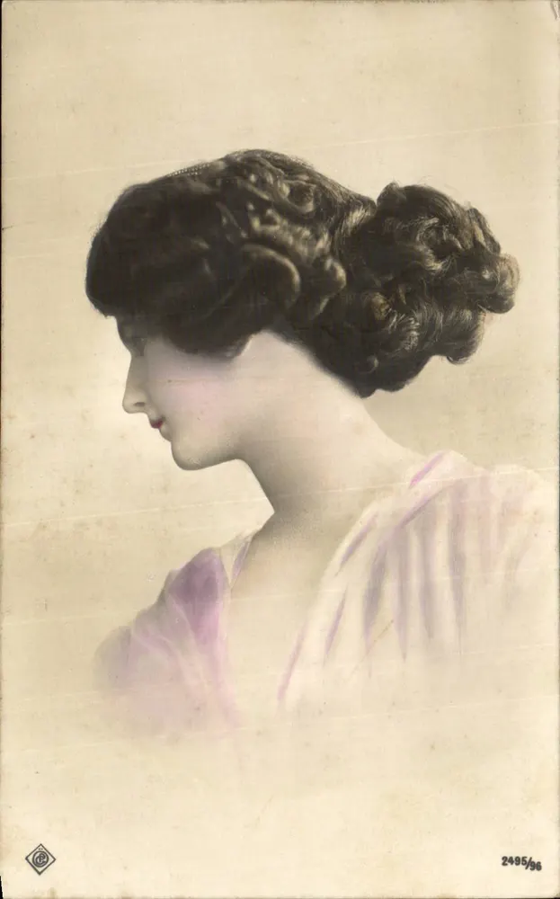 Junge Frau im Profil — Portrait — Verlag Vintage Postcard no. 2495/96 - Vorderseite
