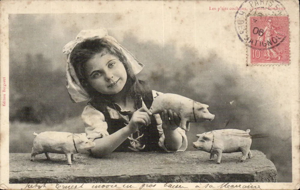 Kleine Mädchen mit Tonpigs — Edition Bergeret — Paris - Vorderseite