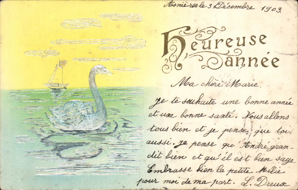 Ente auf dem Wasser — Frohe Jahreszeit — G.B. Paris - Vorderseite