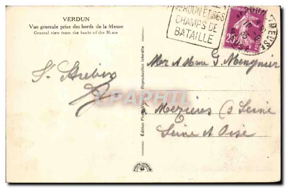 Verdun — Allgemeiner Blick vom Ufer der Meuse — Édition Phototypique - Rückseite