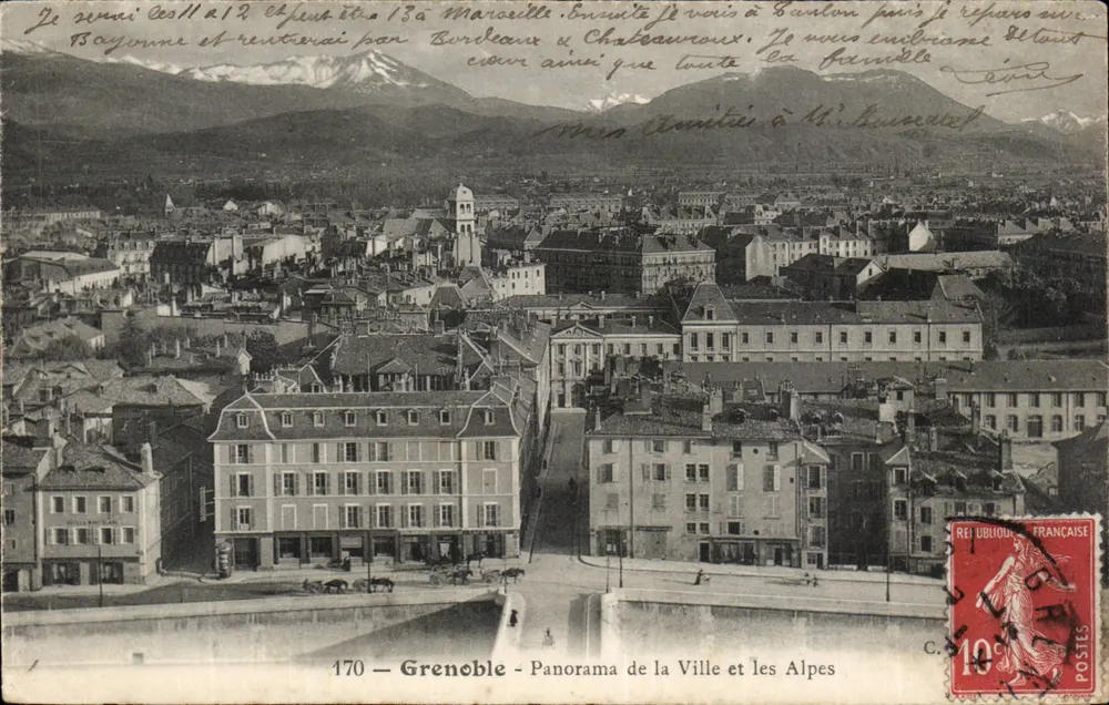 Grenoble - Panorama der Stadt und der Alpen — unbekannter Verlag, Nr. 170 - Vorderseite