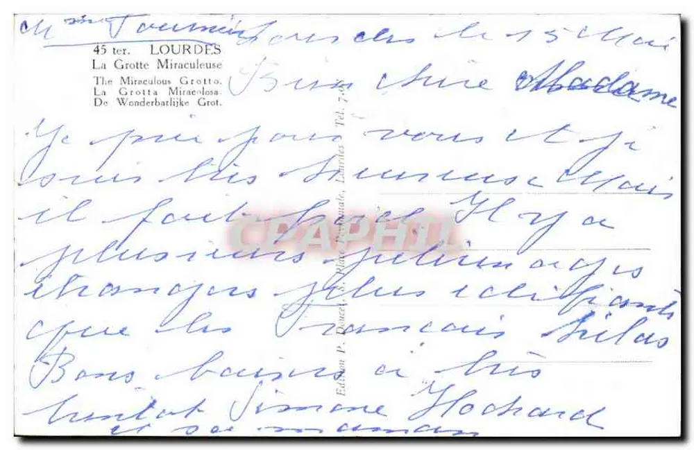 Die Gekrönte Höhle — Lourdes — Verlag E. Lully - Rückseite