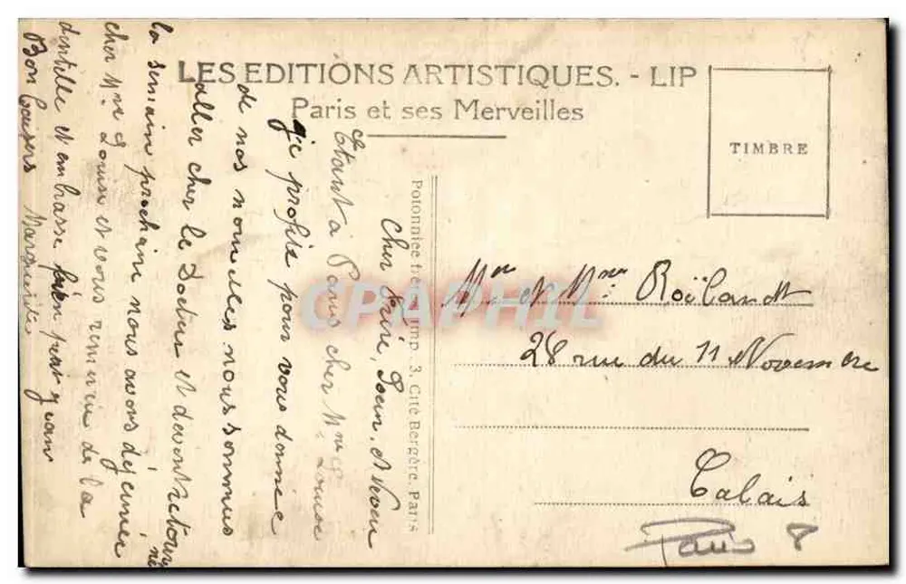 Paris - L'Avenue des Champs-Élysées et les Chevaux de Marly — éditeur LIP, n°24 - Rückseite