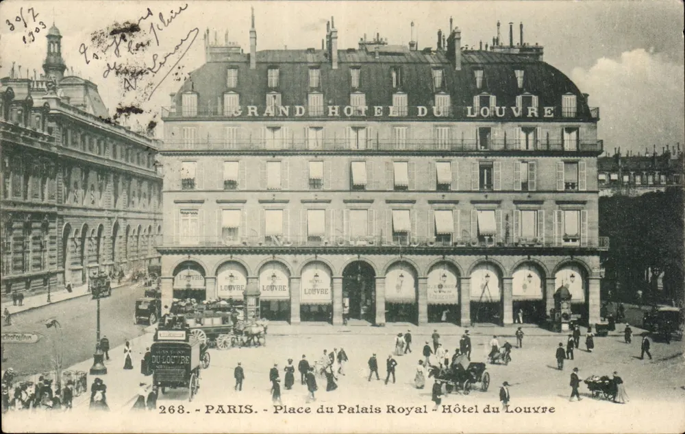 Paris - Platz des Palais Royal - Hotel du Louvre — Grand Hotel du Louvre, unbekannter Verlag, Nr. 268 - Vorderseite