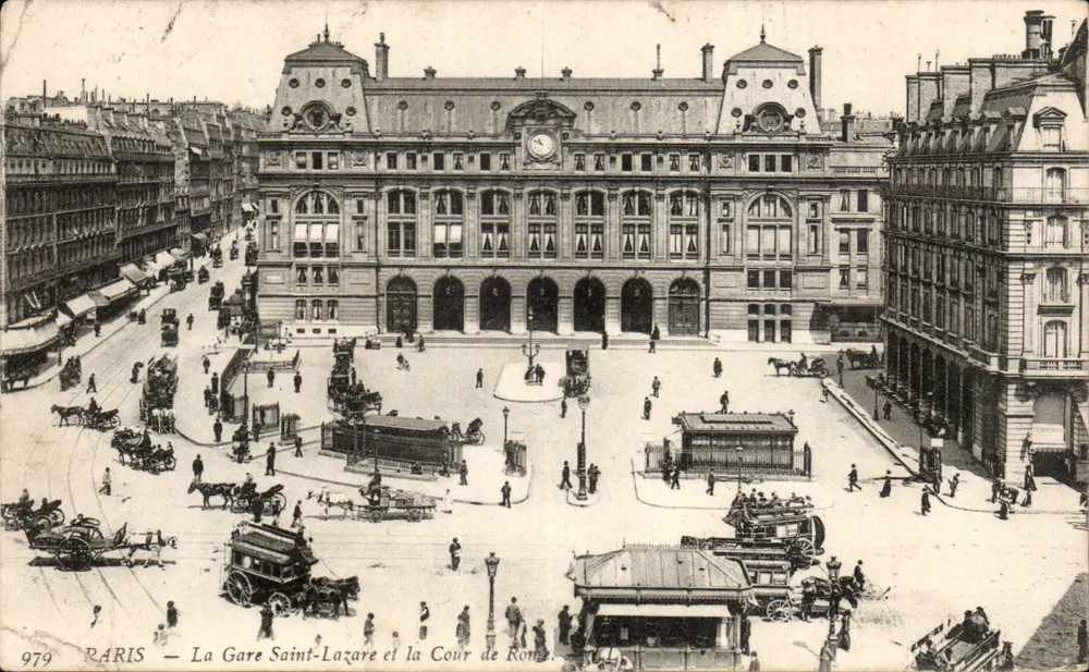 Paris — La Gare Saint-Lazare et la Cour de Rome — éditeur Paris, n° 9779 - Recto