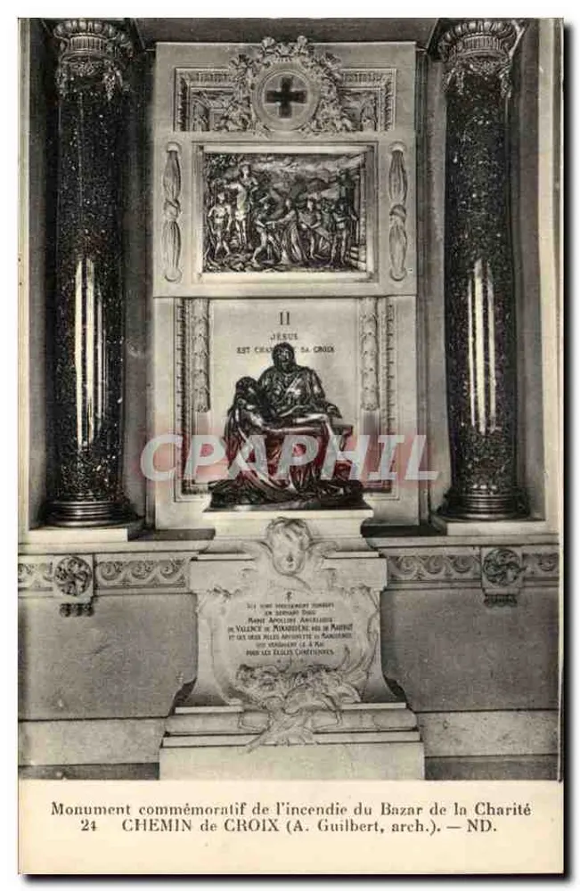 Gedenkmonument des Brandes am Bazar de la Charité — 24 Chemin de Croix (A. Guilbert, arch.) - Vorderseite