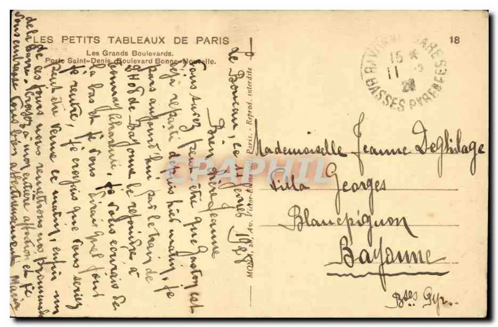 Os Grandes Boulevards — Paris — editor Les Petits Tableaux de Paris - Verso