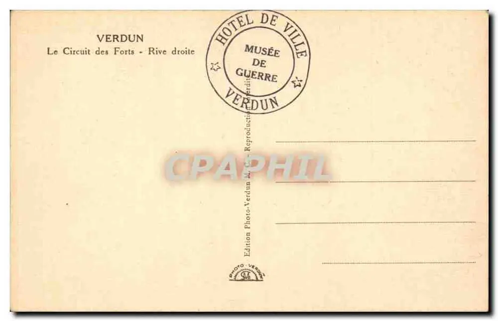 Verdun — Circuito dos Fortes - Riva direita — Edição Photo-Verdun - Verso