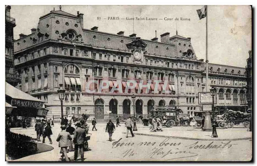 Paris — Bahnhof Saint-Lazare — Cour de Rome — Verleger Tébèhen, n°87 - Vorderseite