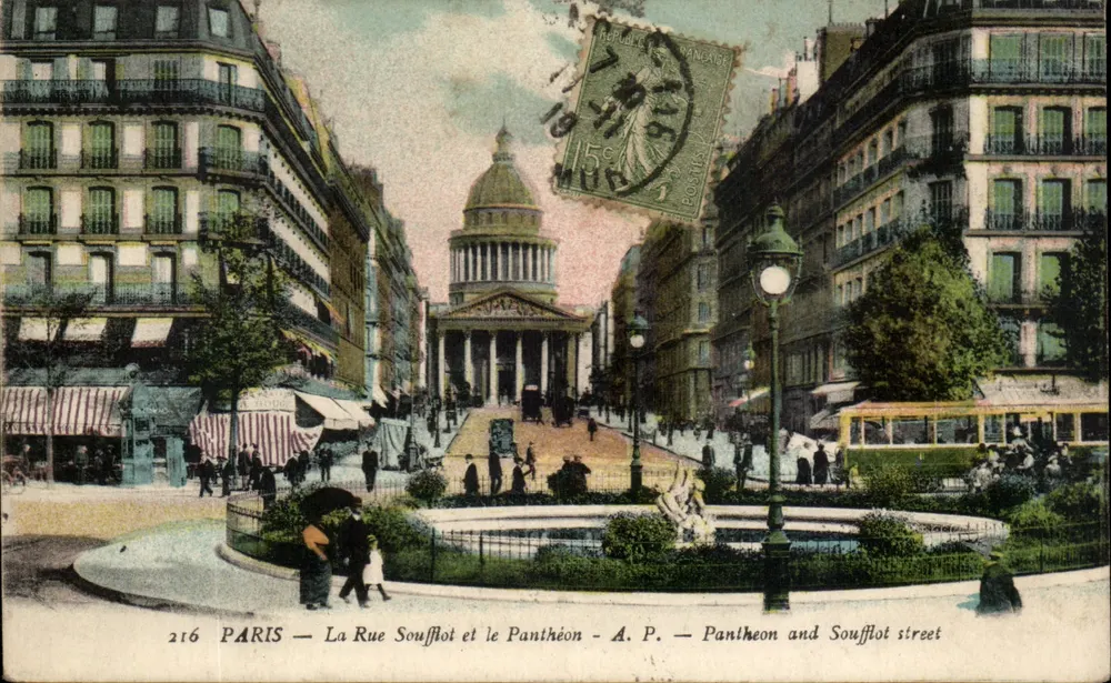 Paris — Rue Soufflot e o Panthéon — A.P. — Panthéon e Rue Soufflot - Frente