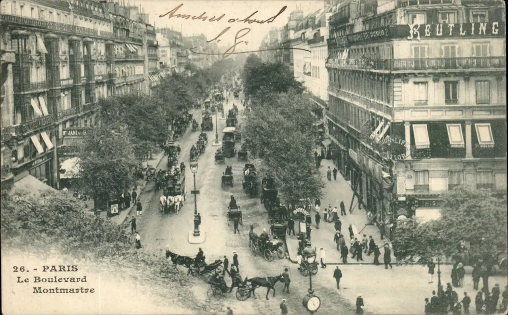 Parijs - De Boulevard Montmartre — levendige uitzicht met bord 'KEUTLINE' — n°26 - Voorkant