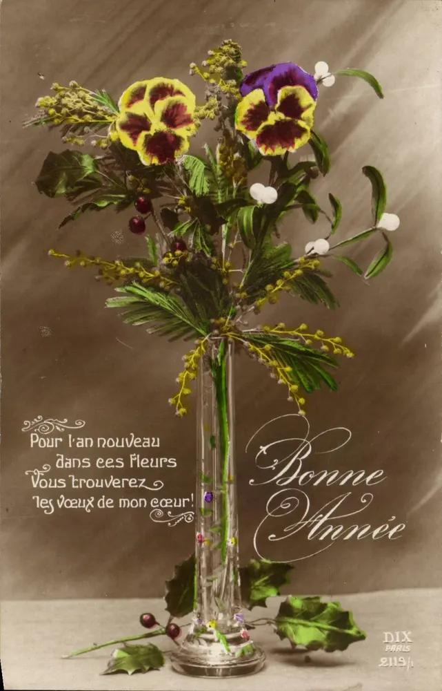 Blumenstrauß — Frohe Neujahr — DIX Paris, n°2119 - Vorderseite