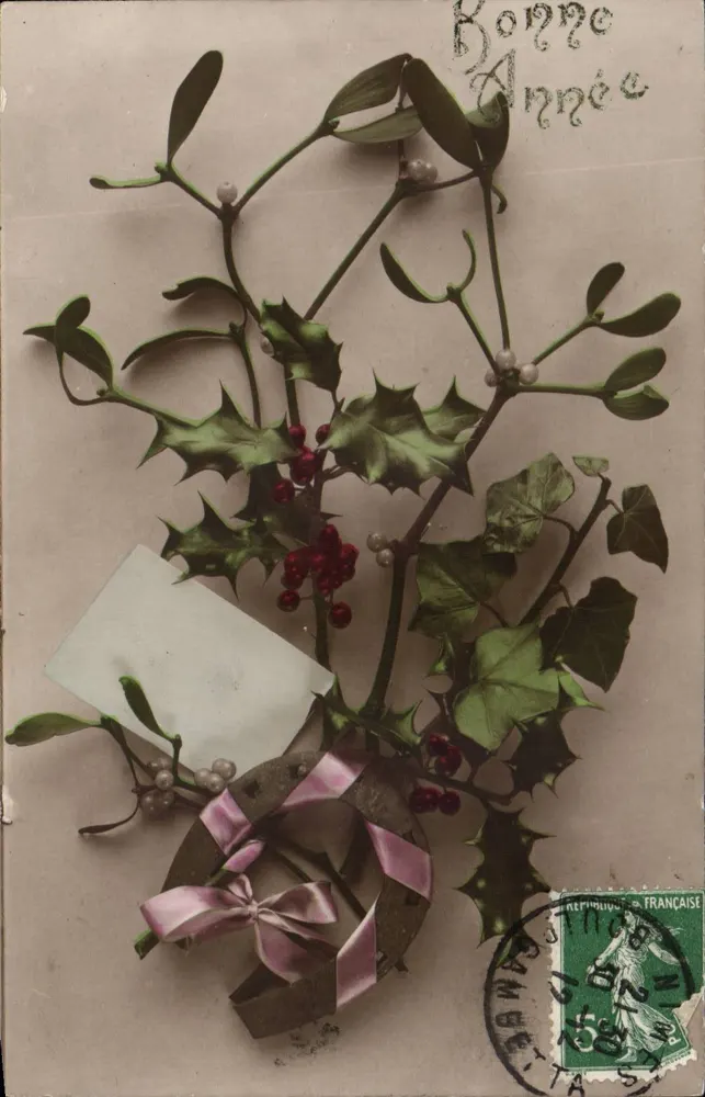 Bouquet aus Efeu, Stechpalme und Lorbeer — französische Reproduktion — n° 55 - Vorderseite