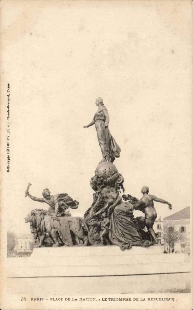 Paris - Place de la Nation, « Der Sieg der Republik » — Héliotypie Lé Deléy, 5e rue Claude-Hernard, Paris - Vorderseite