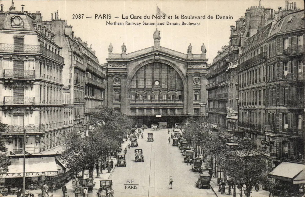 Paris — Die Gare du Nord und der Boulevard de Denain — F.F. Paris, n° 2087 - Vorderseite