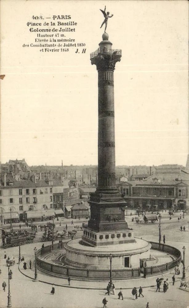 Place de la Bastille — Säule von Juli — Verlag J. H., Nr. 408 - Vorderseite