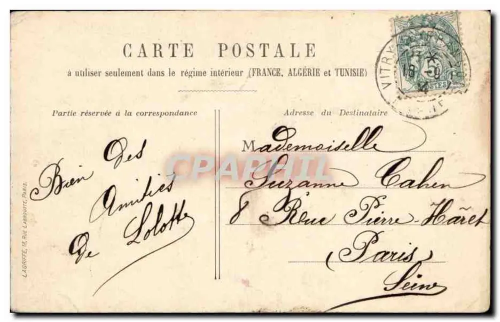 Mädchen, das ein Glas trinkt — Innenraumdekoration — LAGRIFTE, 14, rue Lannoye, Paris - Rückseite