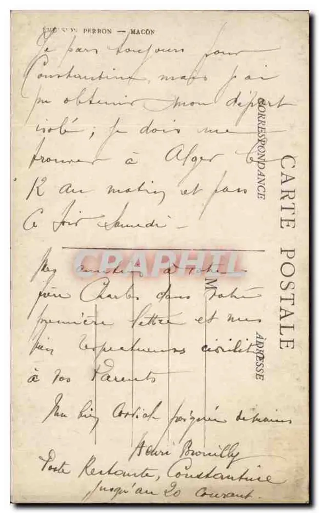 Aussicht von Constantine — P. M. Brouilly — Fotograf - Rückseite