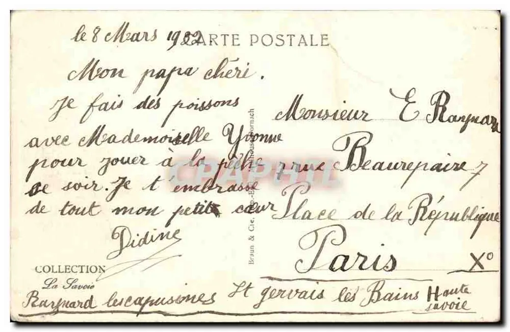 St-Gervais-les-Bains im Winter — Mont Joly — Verlag Braun & Cie, Nr. 25150 - Rückseite
