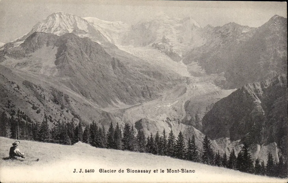 Glaciar de Bionassay e o Monte Branco — J.J. 5480 — Jullien frères, Fot. Editora, Genebra - Frente