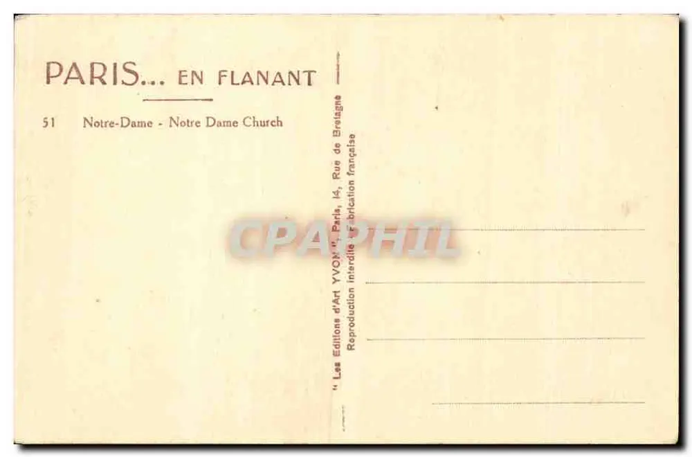 पेरिस के नोट्रे-दाम — फासेड के दृश्य — आर्ट एडिशन्स यवॉन - पीछे