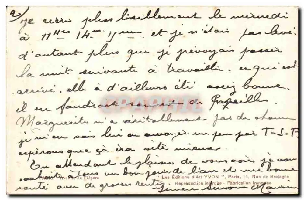 Avenida da Ópera — vista da Ópera Garnier — Éditions d'Art YVON - Verso