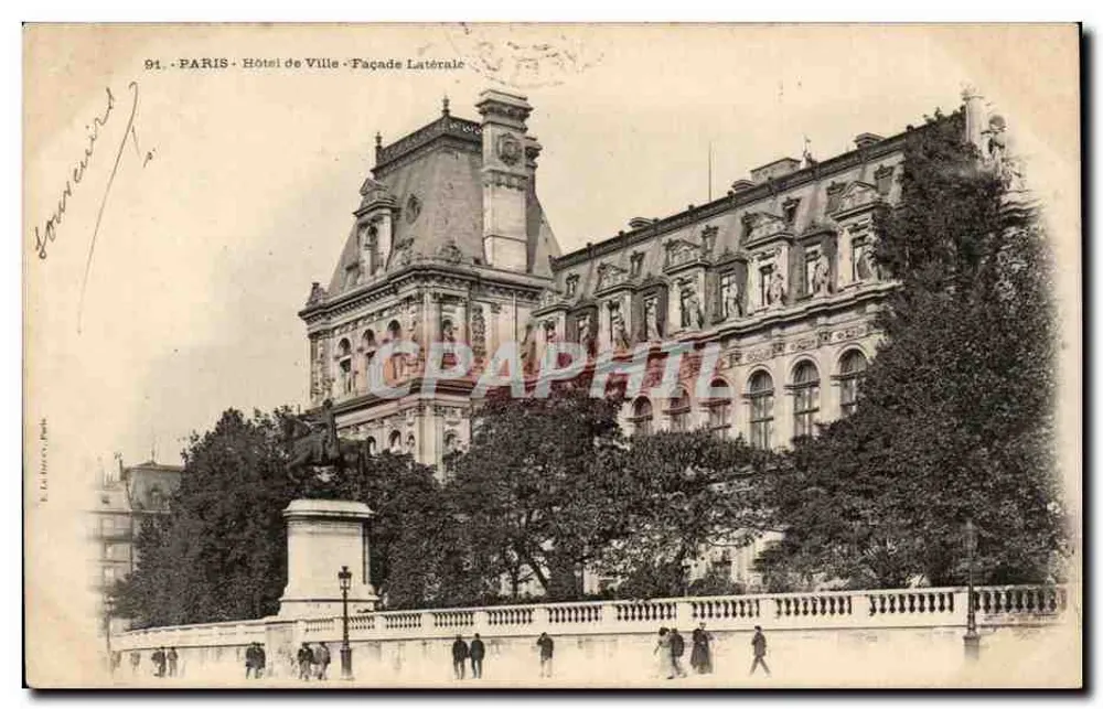 Paris - Hotel de Ville - Facha lateral — E. Le Diber, Paris, n°91 - Frente
