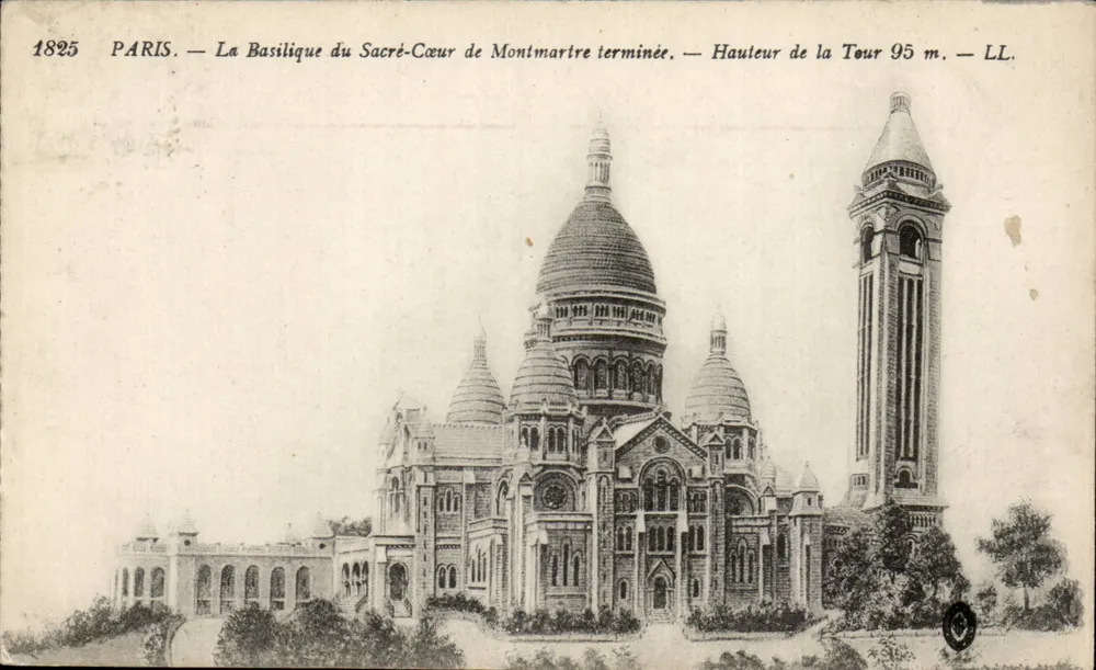 Paris — Die Basilika des Heiligen Herzens von Montmartre fertiggestellt — Höhe der Turm 95 m. — LL. - Vorderseite