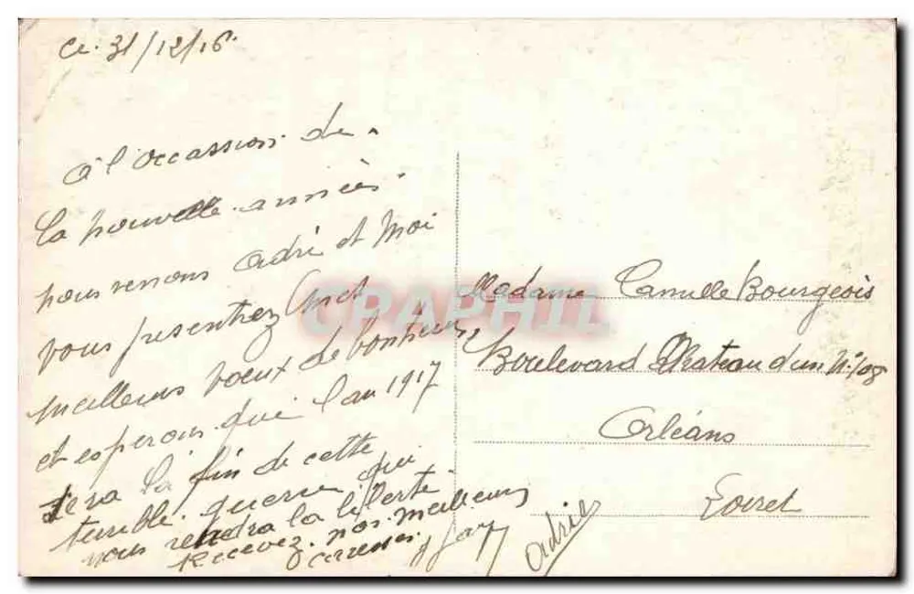 Frau in Federhut und Fell — Hyazinthenstrauß — Verlag A.N. Paris, Nr. 1306 - Rückseite