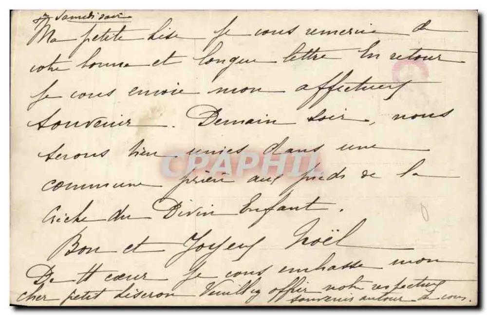 Nativity — Szene mit drei Engeln und Kuh — Verlag C. P. Nr. 2637/38 - Rückseite