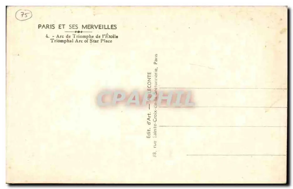 Arco do Triunfo — Paris — editor Guy - Verso