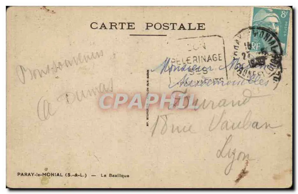 Basílica de Paray-le-Monial — editor não visível, número de série ilegível - Verso