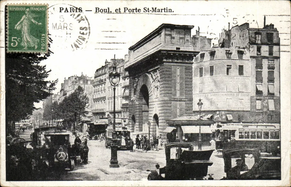 Paris — Boulevard e Porta Saint-Martin — Editor não visível, número de série ilegível - Frente