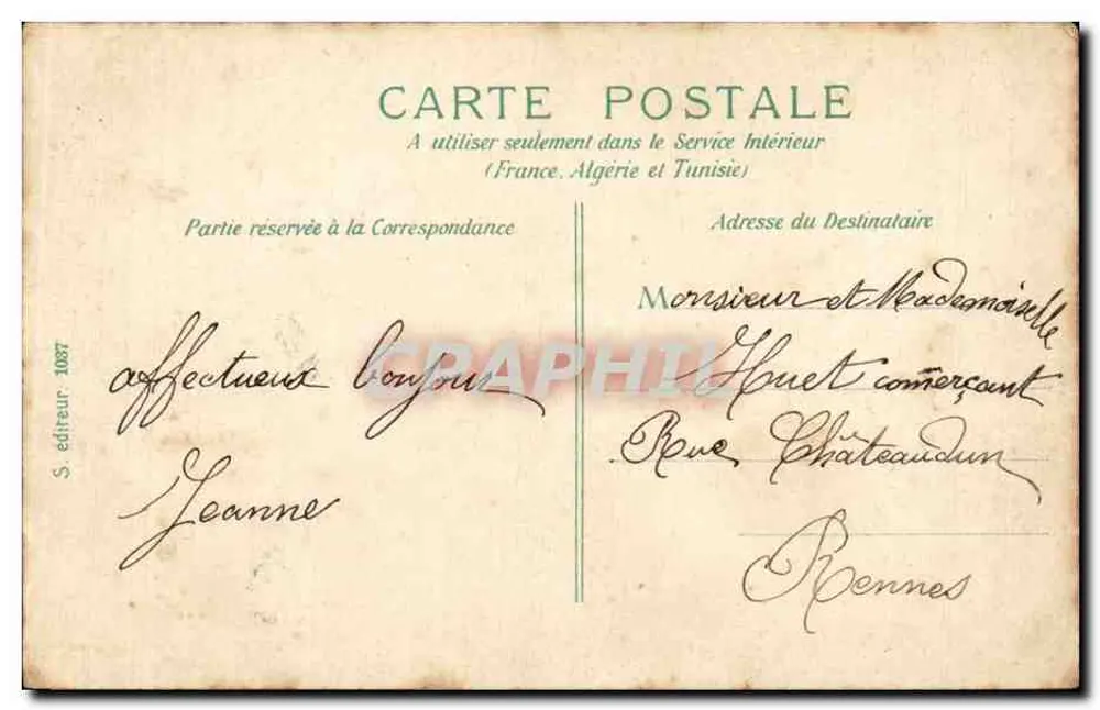 PARIS. Palácio de Justiça — editor S. editor, n° 1087 - Verso
