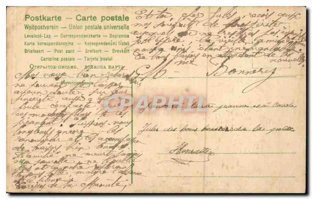 Flores e pássaros — Presente de afeto — Marpille, 1908 - Verso