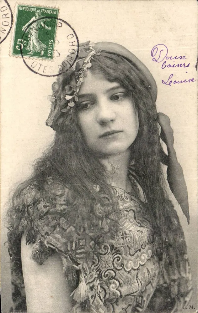 Junge Frau in orientalischem Kleid — C. M. — Verleger C. M. (Rückseite) - Vorderseite