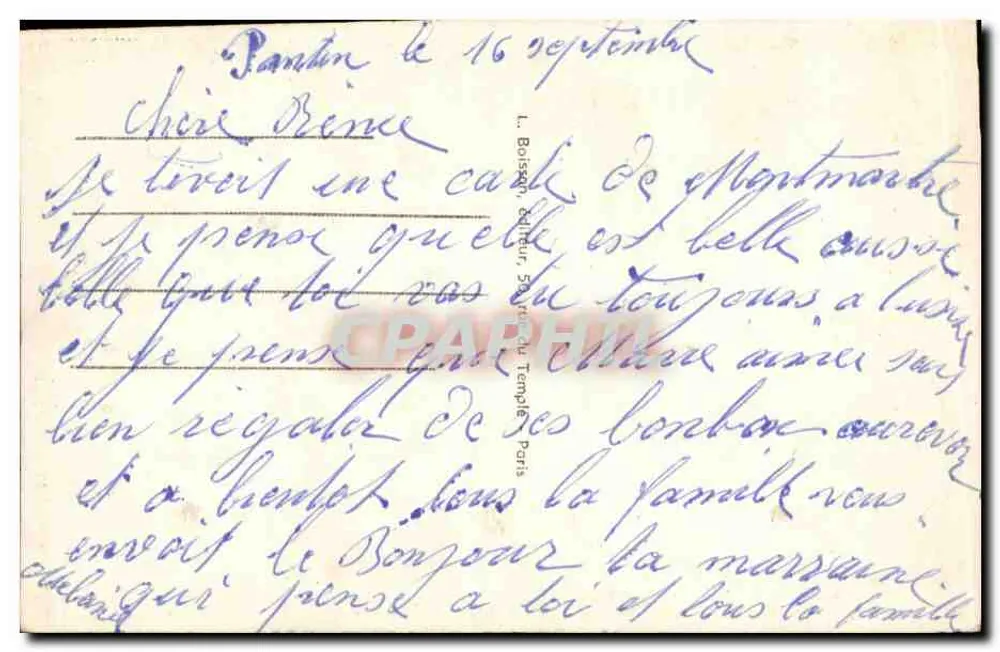Sacré-Cœur von Montmartre — Erinnerung — Verlag L. Boisson, Paris - Rückseite