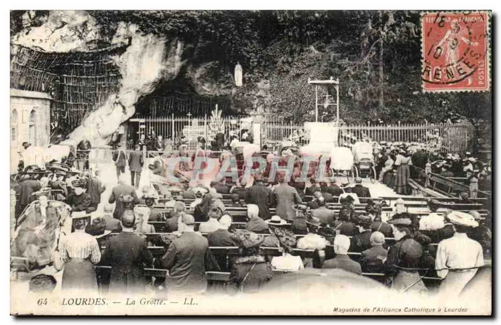 LOURDES — A Gruta — Lojas da Aliança Católica em Lourdes - Frente
