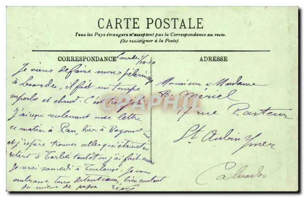 LOURDES — A Gruta — Lojas da Aliança Católica em Lourdes - Verso