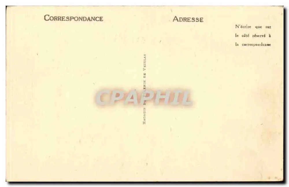 Carta postal sem imagem — Loja do Castelo de Vézelay - Verso