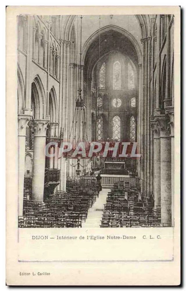DIJON — Interior de la Iglesia de Notre-Dame — Edición L. Carillon - Anverso