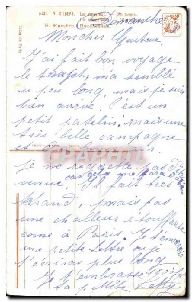 Os amantes — V. Gilbert — Salão de Paris, n° 5431 - Verso