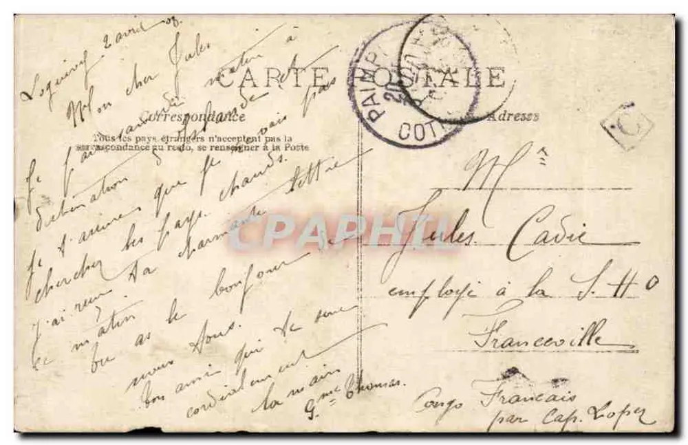 Paar im Freien — Verlag A.N. Paris, Nr. 700 - Rückseite