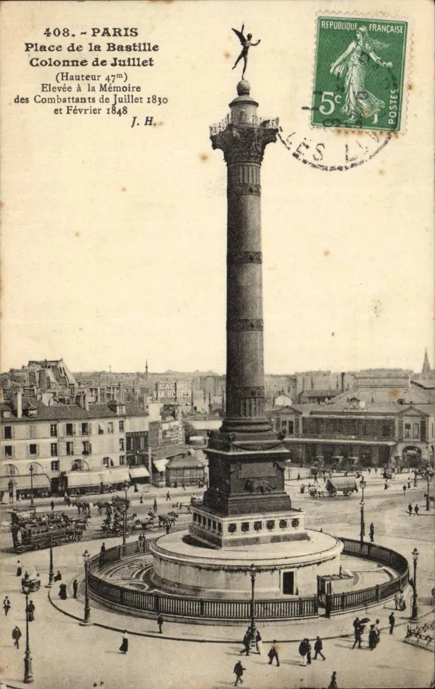 Paris - Place de la Bastille — July Column (height 47m) — Verlag J.H. - Vorderseite