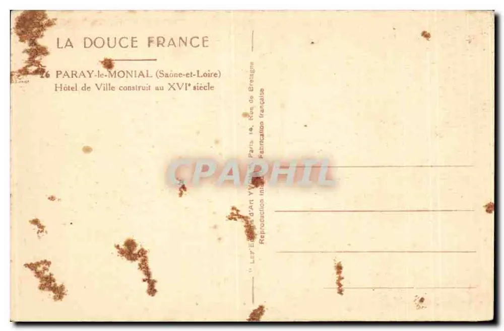Hôtel de Ville — Paray-le-Monial (Saône-et-Loire) — Verlag Vaudry - Rückseite